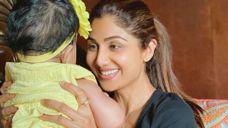 Newly turned mother Shilpa Shetty with daughter Samisha