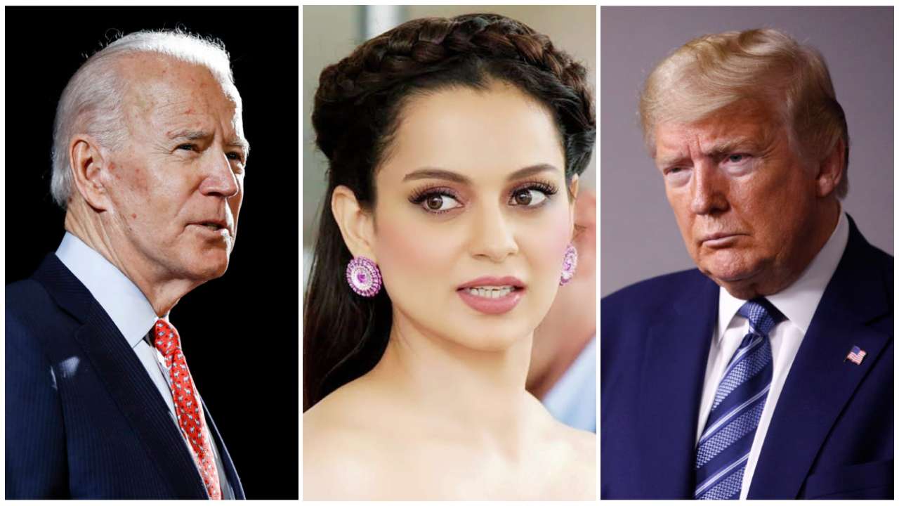 Kangana Ranaut reacts after US President Donald Trump demands Joe Biden's drug test