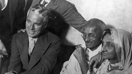 Mahatma Gandhi with Charlie Chaplin