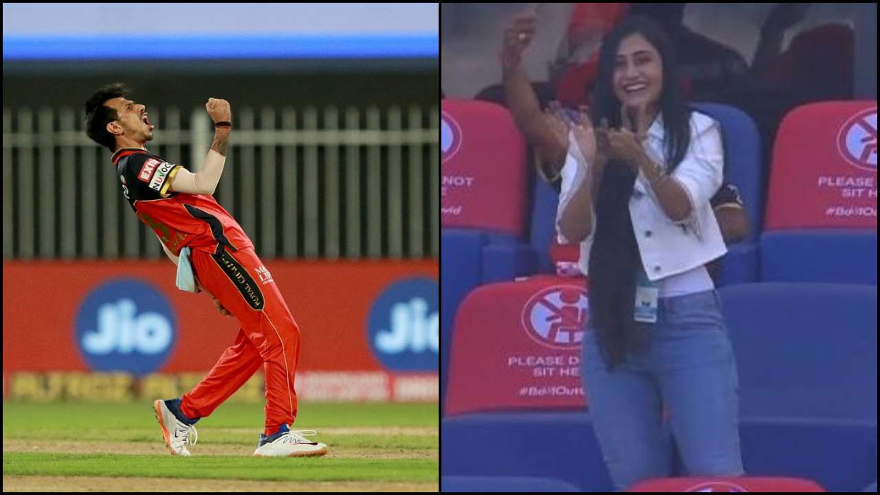 WATCH Yuzvendra Chahal's fiance Dhanashree Verma celebrate his wickets in the stands