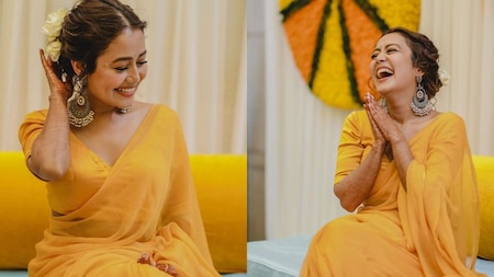 Neha Kakkar opts for plain yellow saree