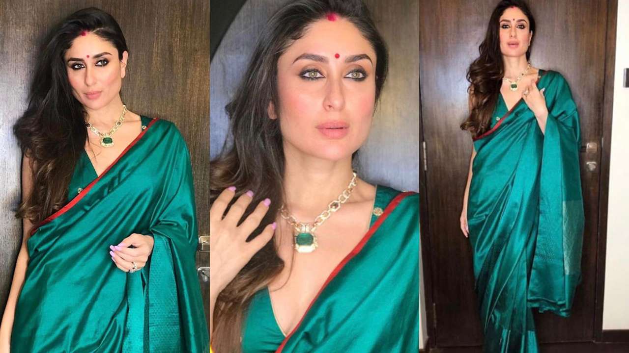 Navratri 2020 Colours Peacock Green Kareena Kapoor Khan Alia Bhatt Kajol Give Major Outfit Goals navratri 2020 colours peacock green
