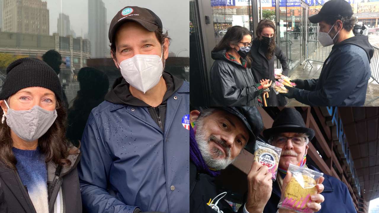 'AntMan' star Paul Rudd braves rain to hand out cookies to voters