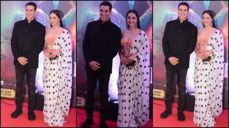 Akshay Kumar and Kiara Advani at 'Laxmii' premiere