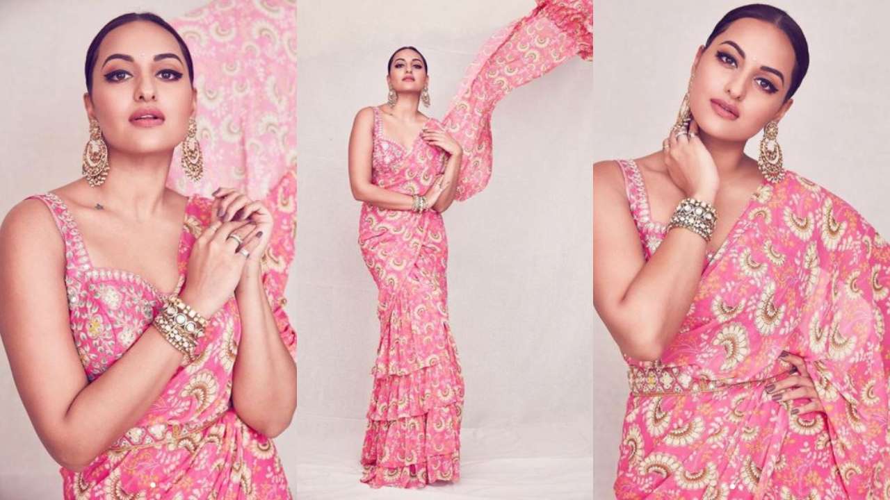 Sonakshi Sinha in pink saree