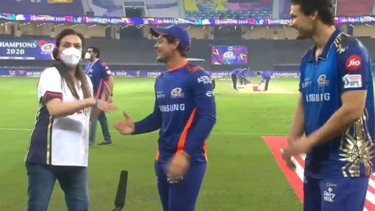 Watch Nita Ambani Crash Quinton De Kock And Nathan Coulter Nile S Interview After Mi S Victory