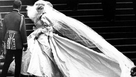 Lady Diana shows off her wedding dress