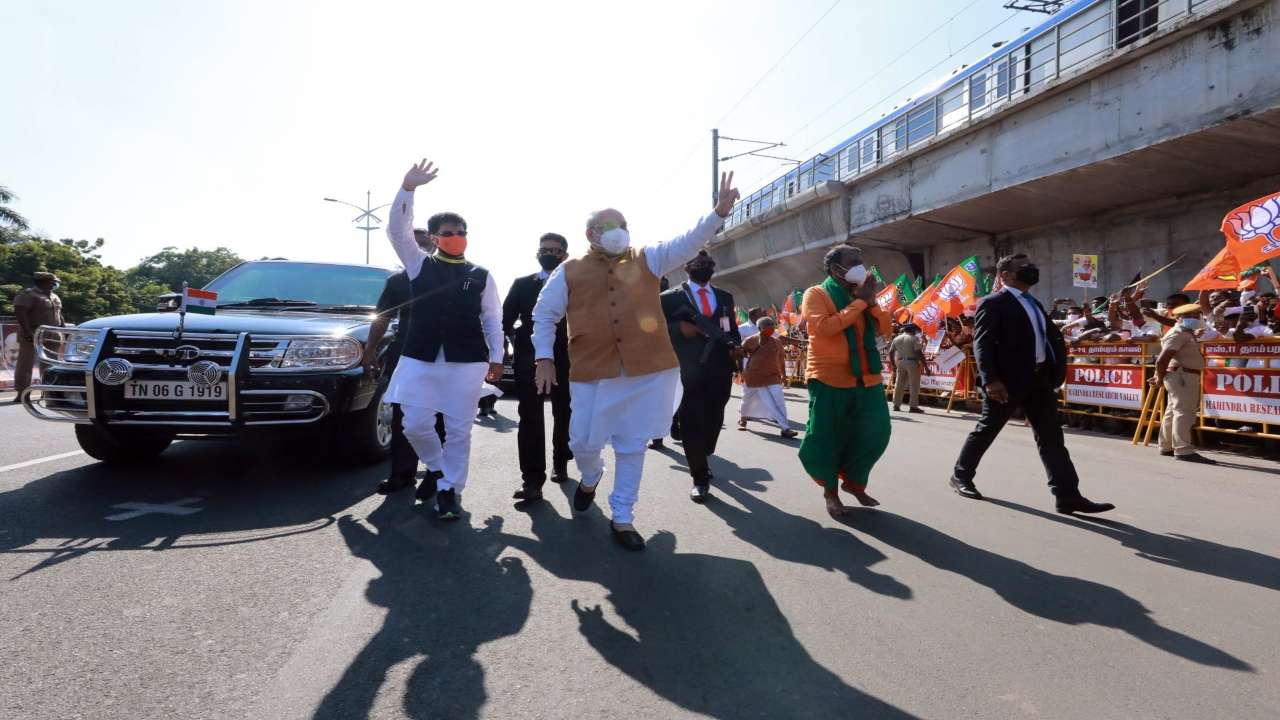 In Pics: Amit Shah receives grand welcome in Chennai with AIADMK-BJP ...