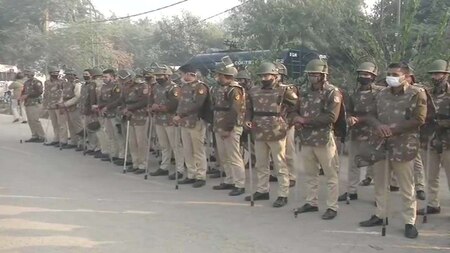 Heavy security deployment at Singhu border