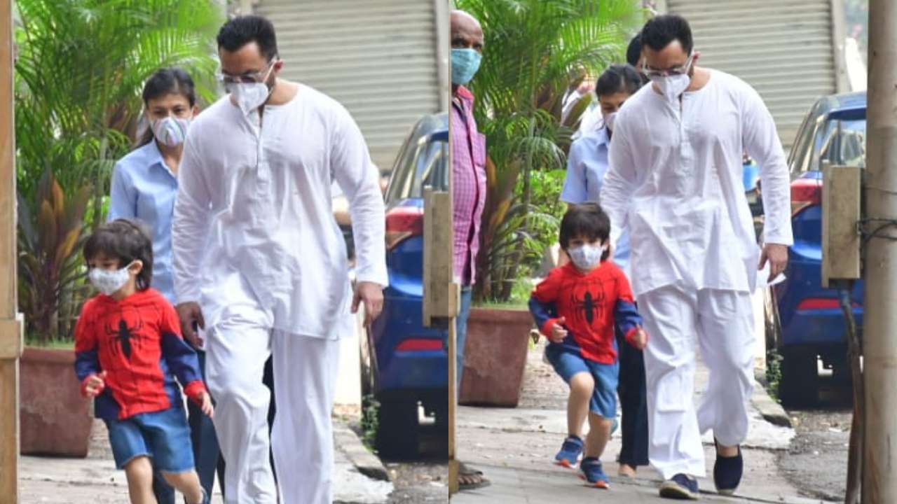 Saif Ali Khan snapped with Taimur Ali Khan