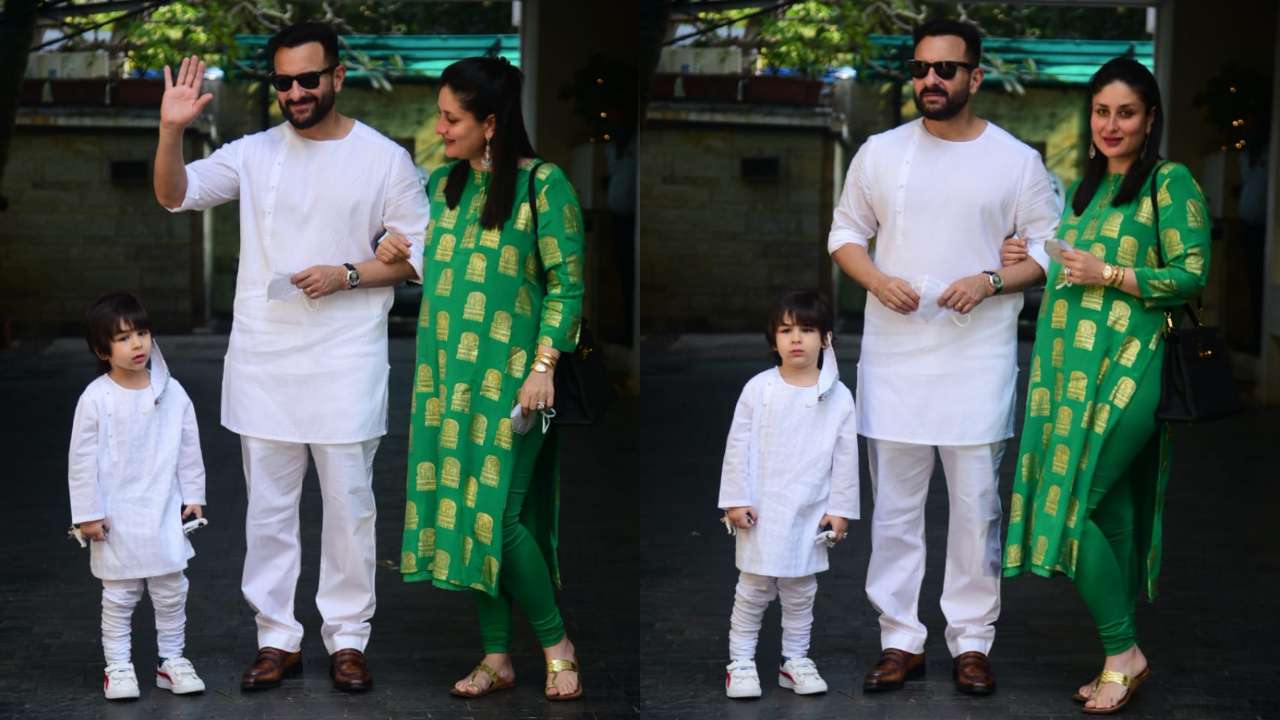 Kareena Kapoor Khan, Saif Ali Khan, Taimur Ali Khan pose for the cameras