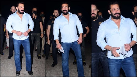 Salman Khan make a grand entry to meet the paparazzi for cake cutting ceremony