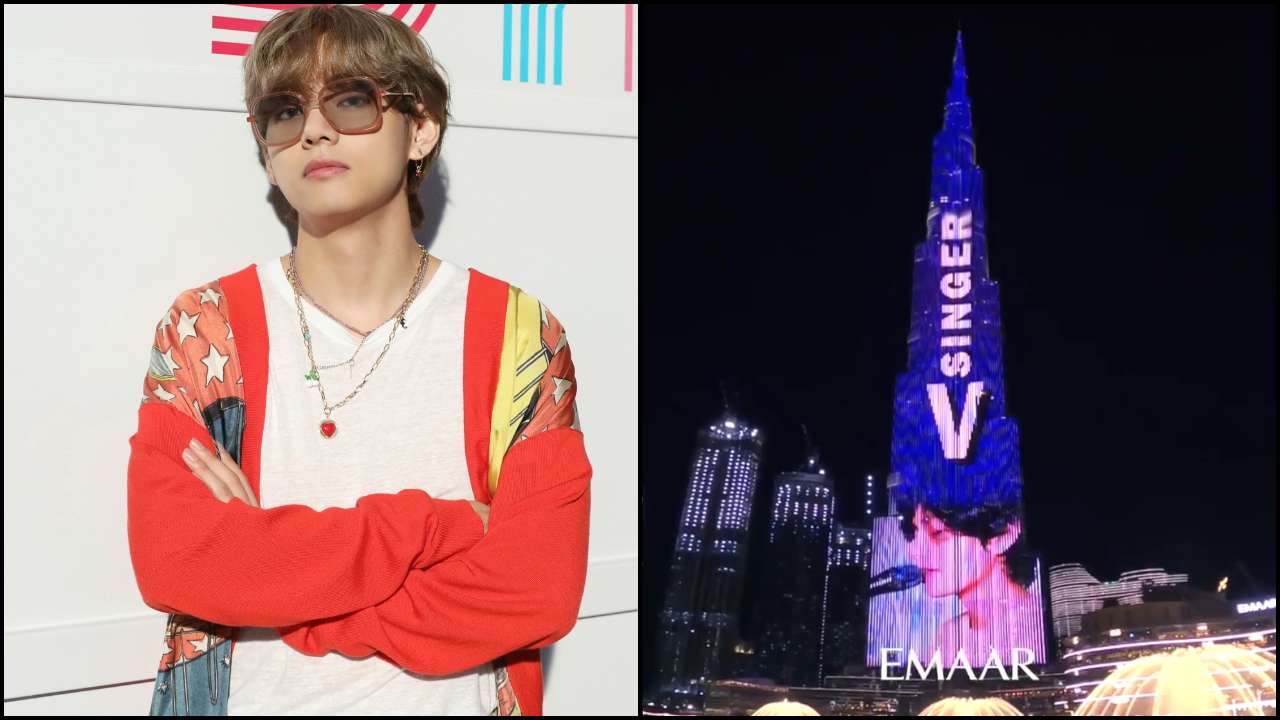 Happy V Day! Burj Khalifa lights up beautifully on BTS singer Kim