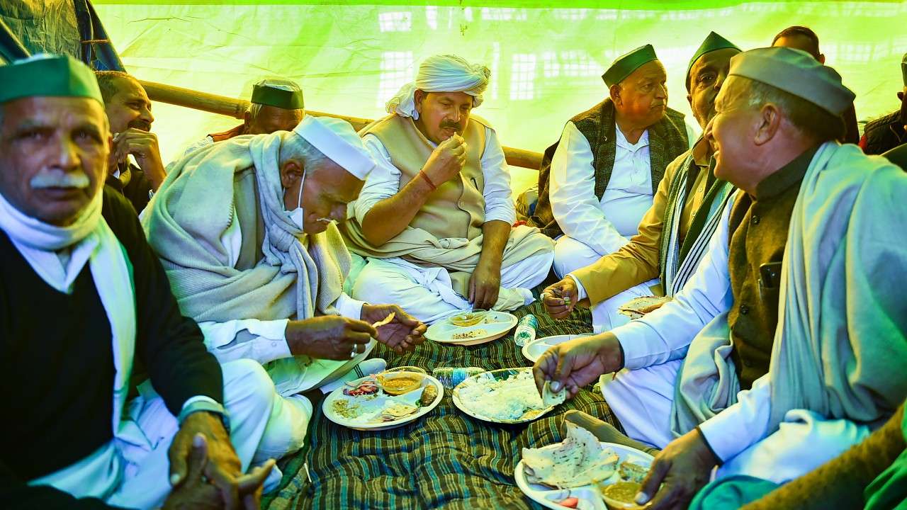 BKU leader Naresh Tikait at Ghazipur border in Delhi.