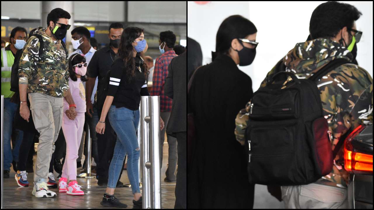 Spotted! Abhishek Bachchan, Aishwarya Rai & Aaradhya at airport