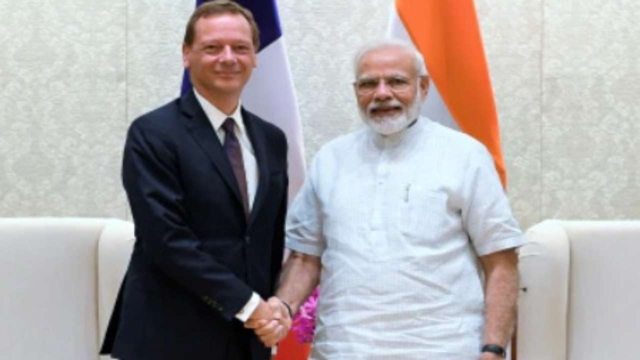 Emmanuel Bonne with PM Modi in Delhi in 2019 