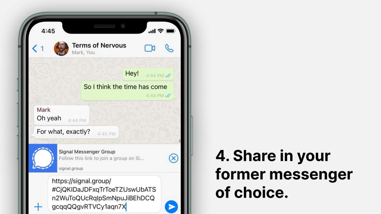 Share the group link in the former messenger of choice Share the group link in the former messenger of choice