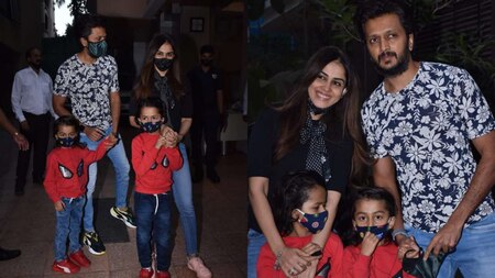 Riteish and Genelia snapped with thier kids