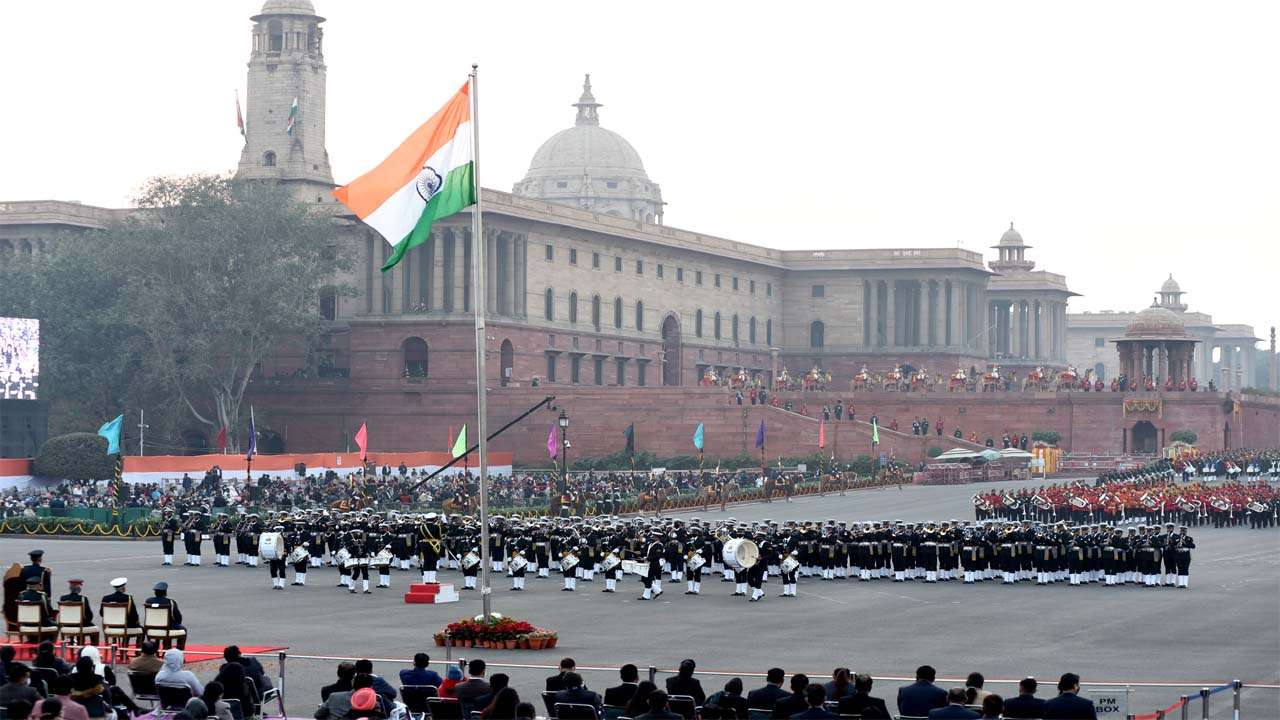 Rashtrapati Bhavan, North Block, South Block lit up