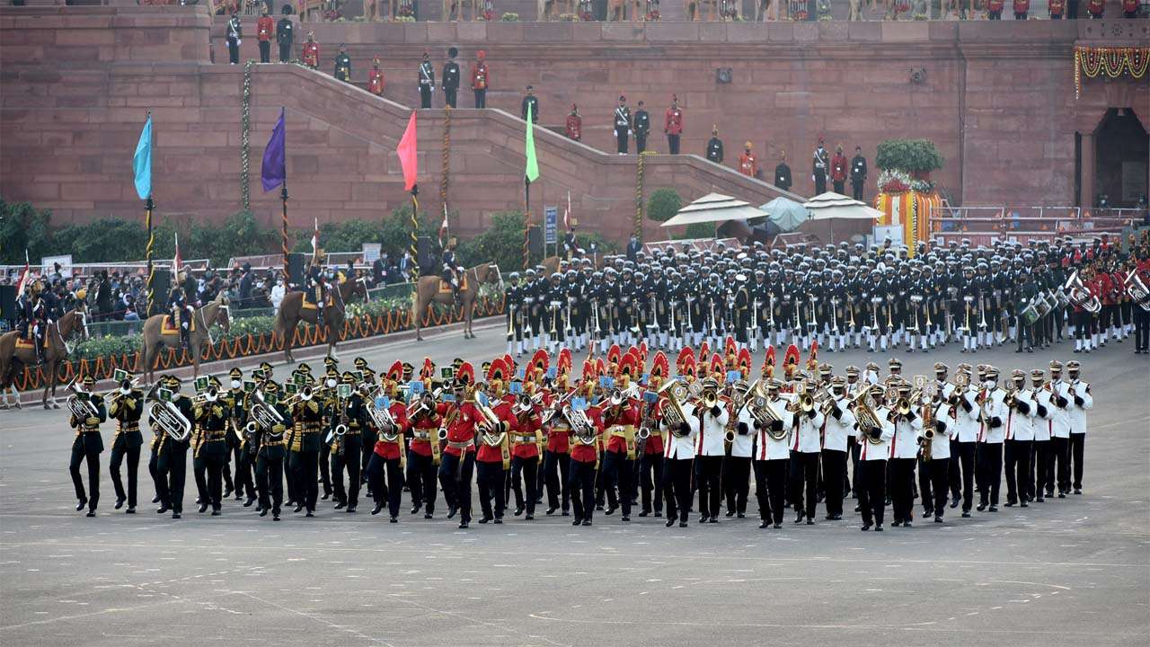 Bands from different regiments participated in the ceremony