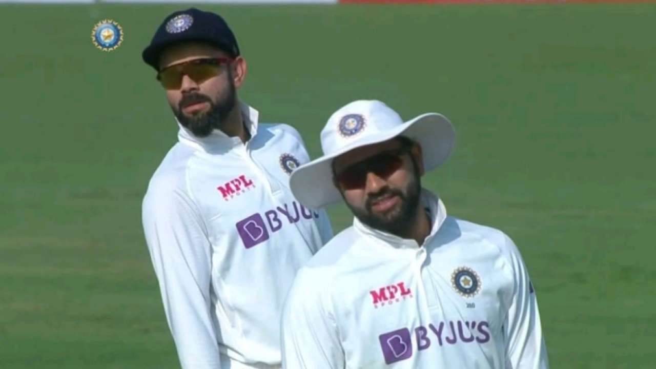 Netizens make Virat Kohli and Rohit Sharma&#39;s &#39;standing in sync&#39; pic on Day  1 of Chennai Test viral