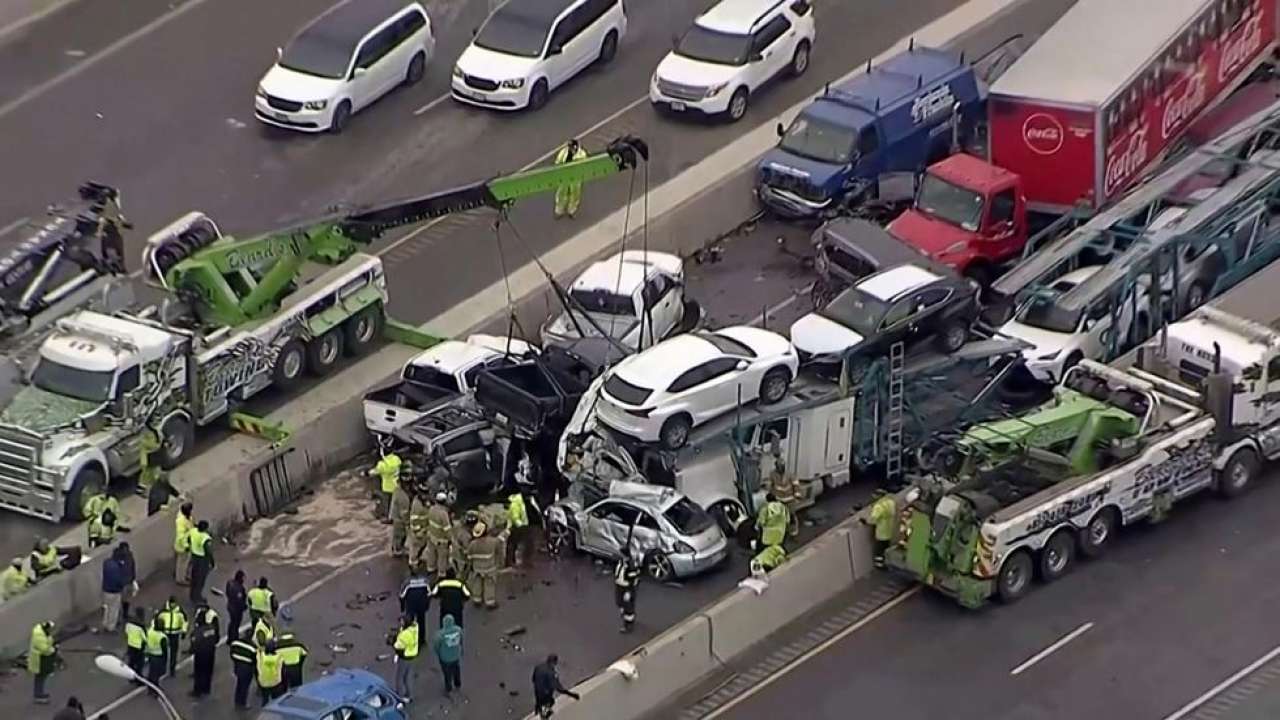 133 vehicles crash into each other as frigid weather blankets US