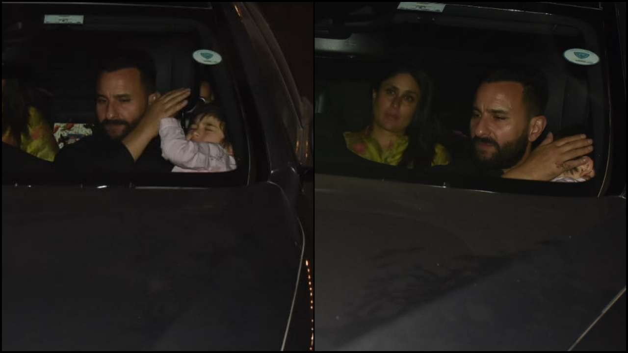 Saif Ali Khan protects sleepy Taimur Ali Khan from pap flashes