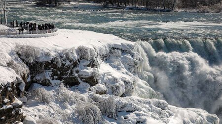 Tourists gather at Niagara Falls