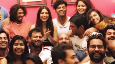 When Sushant Singh Rajput posed with Bhumi Pednekar and the whole team of Sonchiriya at wrap-up bash