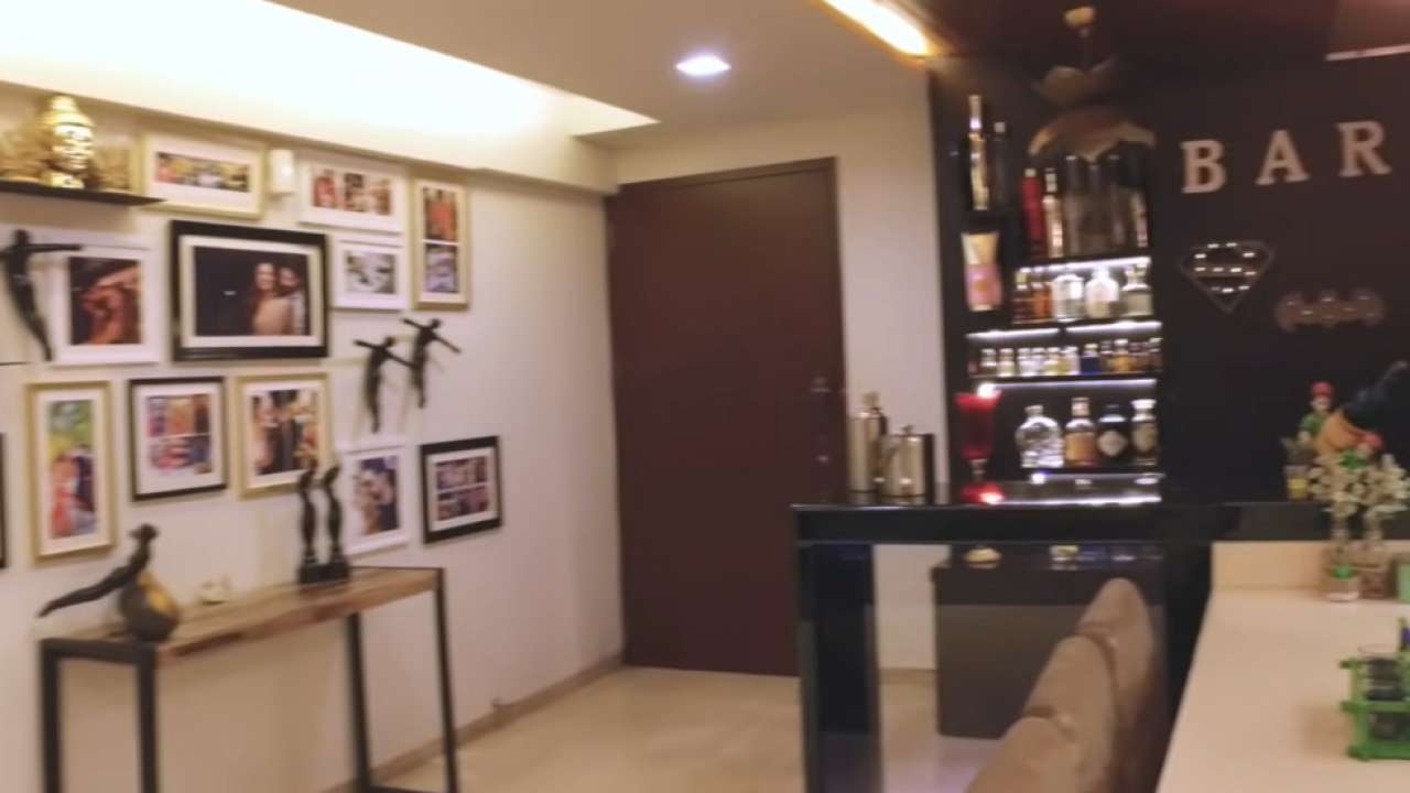 Ravi Dubey and Sargun Mehta's bar and memories wall