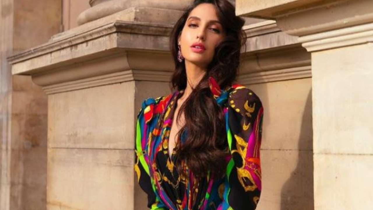 Nora Fatehi looks mesmerising in multi-coloured Versace outfit