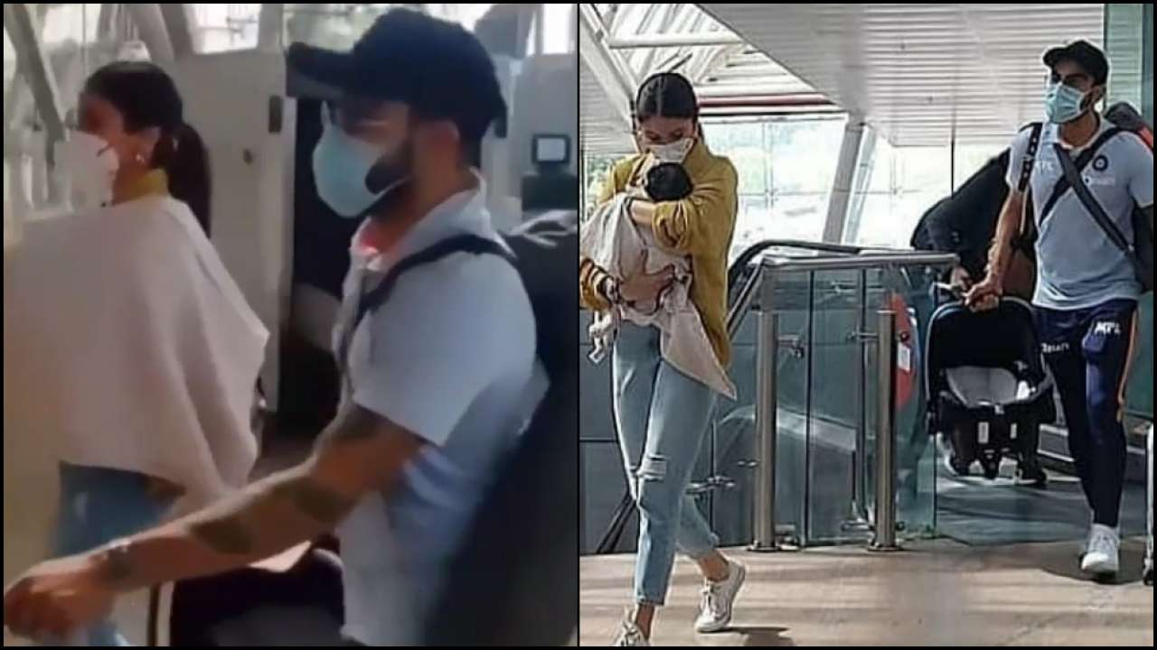 Anushka Sharma-Virat Kohli rush through paparazzi at the airport, fans ask  'where is your daughter?