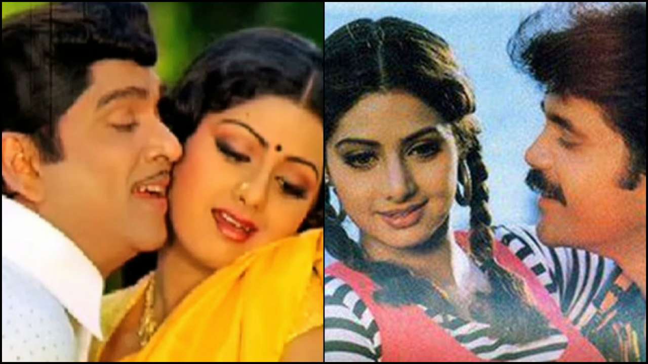 Sridevi with Nageswara Rao and Nagarjuna Sridevi with Nageswara Rao and Nagarjuna