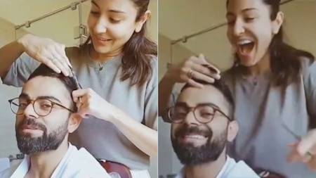 Anushka Sharma gives a haircut to Virat Kohli in quarantine