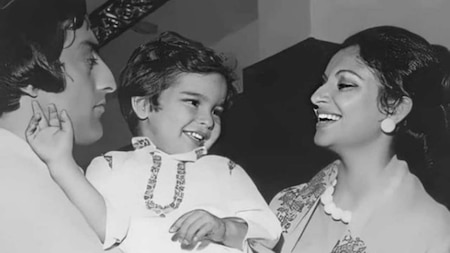 Little Saif Ali Khan with dad Mansoor and mom Sharmila