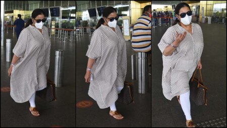 Amrita Singh snapped at Mumbai airport while heading to the Maldives