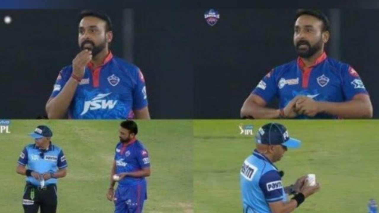 WATCH Delhi Capitals Amit Mishra Applies Saliva On The Ball Against