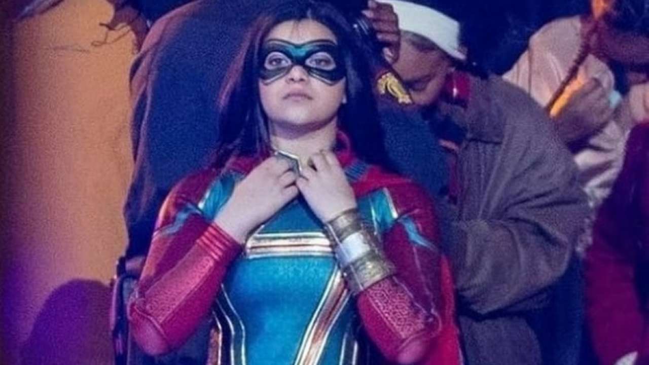 Set photo of Iman Vellani as Ms. Marvel for the upcoming Disney+ series