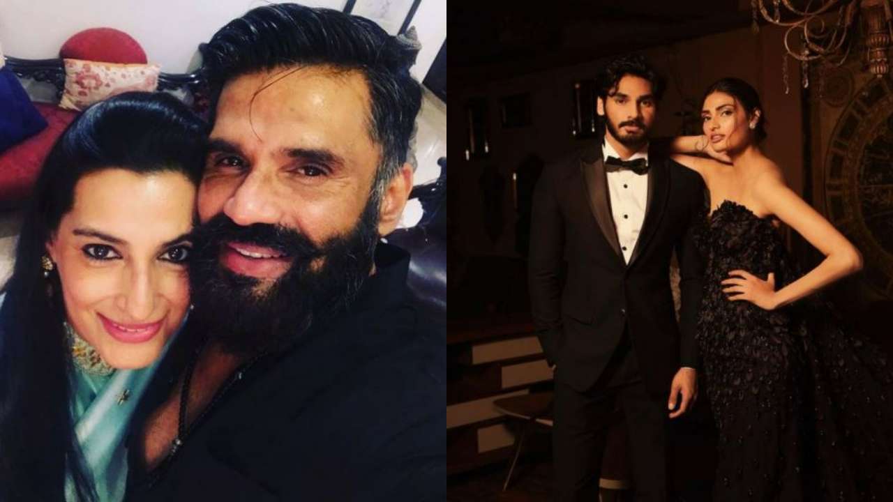 Suniel Shetty and wife Mana Shetty with their kids