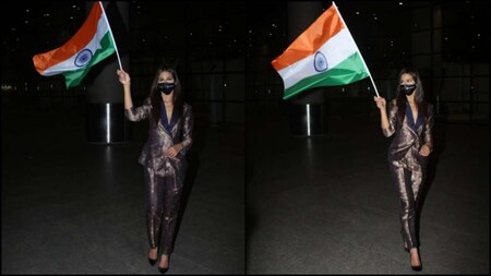 Miss Universe India Adline Castelino's airport look