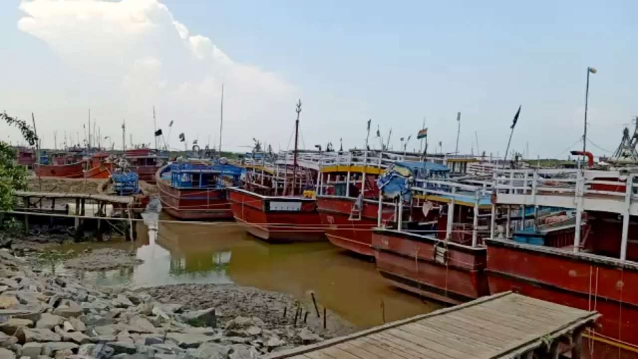 Anchored boats