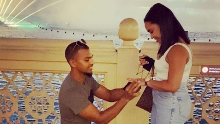 Nicholas Pooran getting engaged to Alyssa Miguel