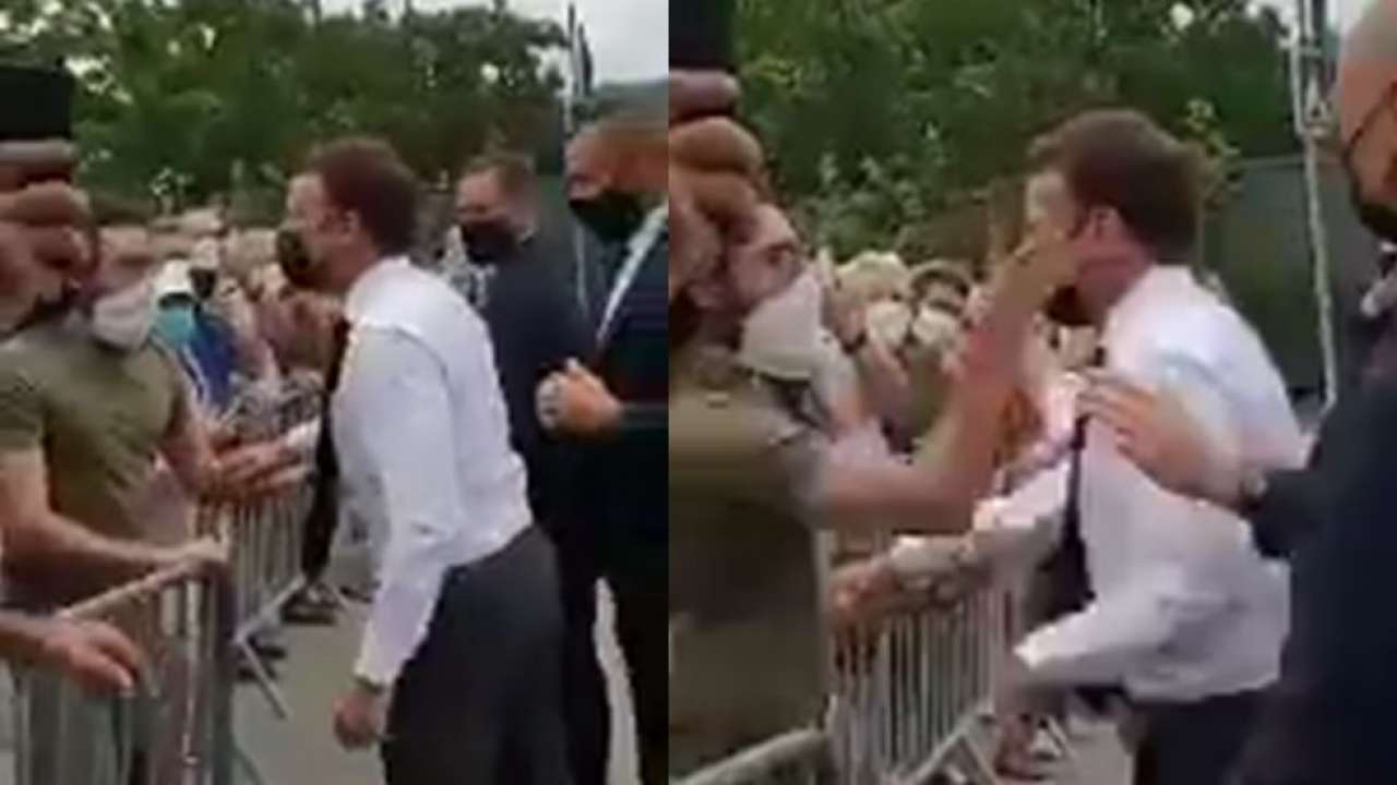 Watch: Man slaps French President Emmanuel Macron in crowd, two detained