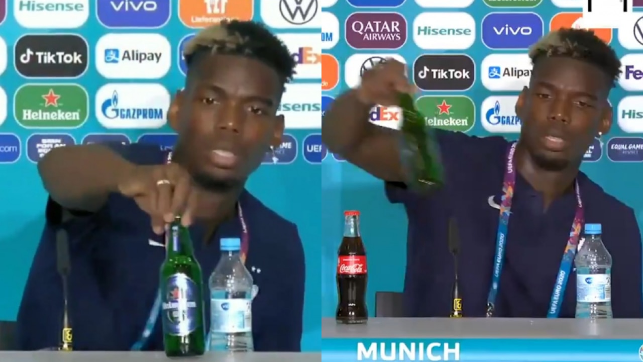 Euro 2020: After Ronaldo, Paul Pogba now removes Heineken bottle during  press conference - Video goes viral