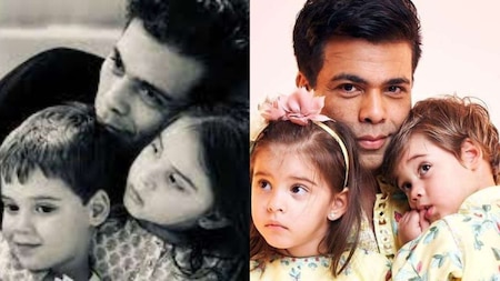 Father-son duo: Karan Johar with kids Yash and Roohi