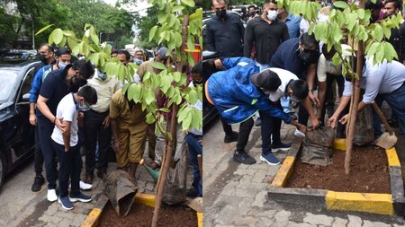 Ajay Devgn helps son plant a tree