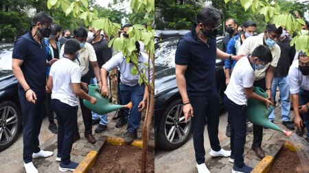 Ajay Devgn and Yug water tree together