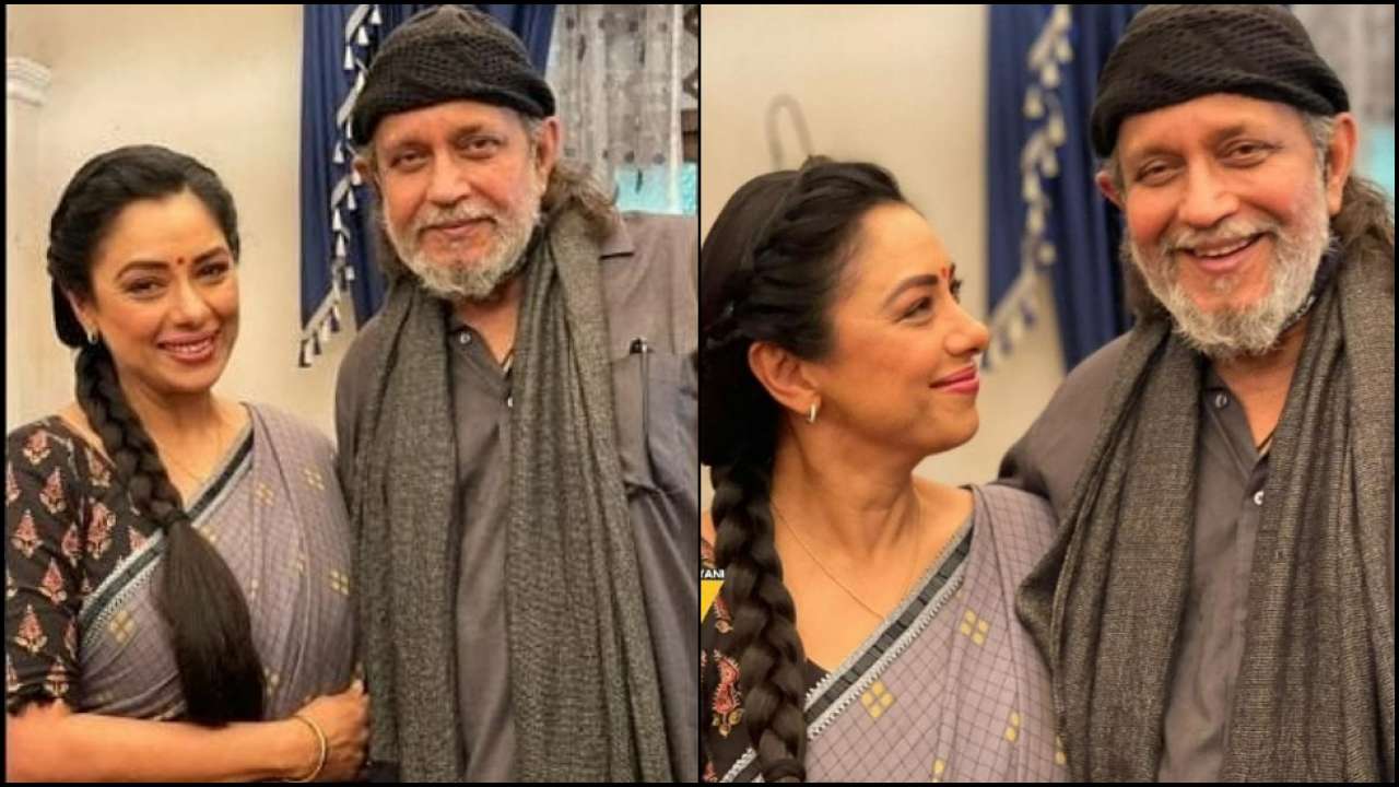 Mithun Chakraborty meets 'Anupamaa' Rupali Ganguly on the sets of her show