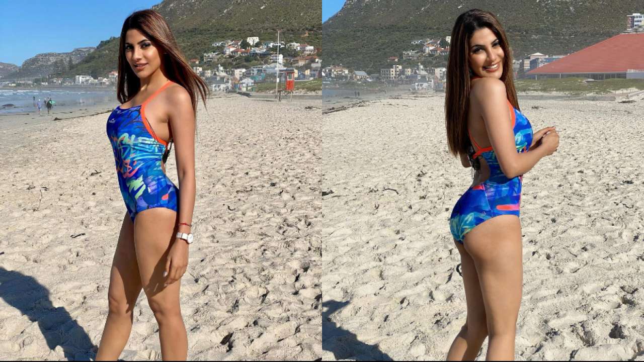 Nikki Tamboli blows hot waves in this blue bikini