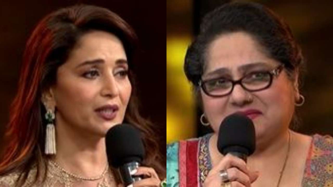 Shagufta Ali breaks into tears as Madhuri Dixit presents her with Rs 5 lakh  cheque on behalf of 'Dance Deewane' team